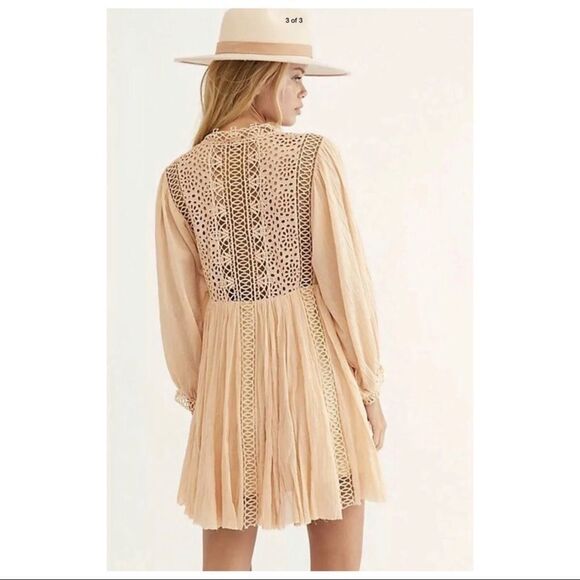 Free People One Karma Eyelet Mini dress NWOT Large boho - Picture 12 of 12